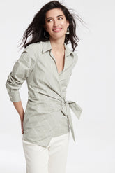 DIPLOMATIC STRIPE POPLIN DOUBLE BREASTED TIE CHIAR SHIRT